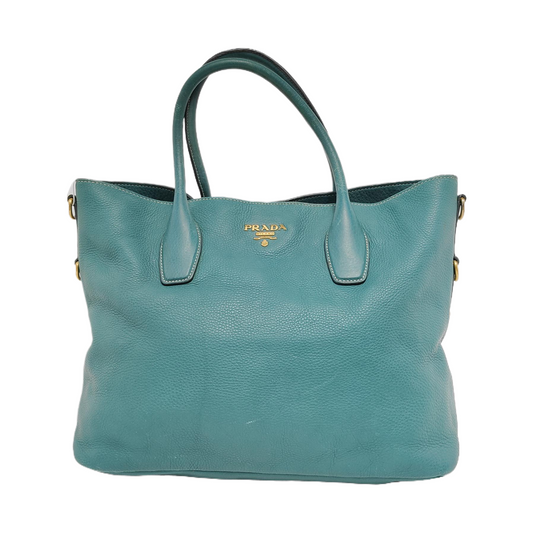 PRADA Bauletto Saffiano Teal Green Leather Handbag Golden hardware-(SKU)-947004681