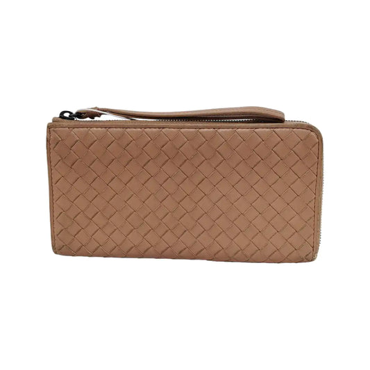 BOTTEGA VENETA Pink Cowhide Woven Wallet Black hardware-(SKU)-947141827