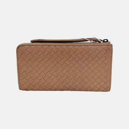 BOTTEGA VENETA Pink Cowhide Woven Wallet Black hardware-(SKU)-947141827