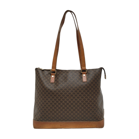 CELINE Tote bag Brown Coated Canvas Monogrammed Single Shoulder Bag Golden hardware-(SKU)-943019925