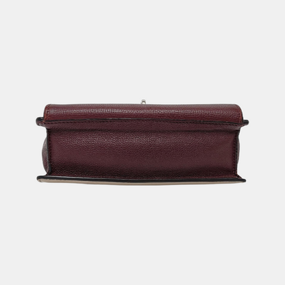 BURBERRY Macken Small size Burgundy Cowhide Single Shoulder Bag Crossbody Bag Silver Hardware Removable shoulder strap-(SKU)-947140810