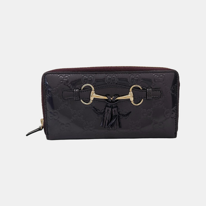 GUCCI Purple Cowhide Monogram Embossed Wallet Golden hardware-(SKU)-947213234