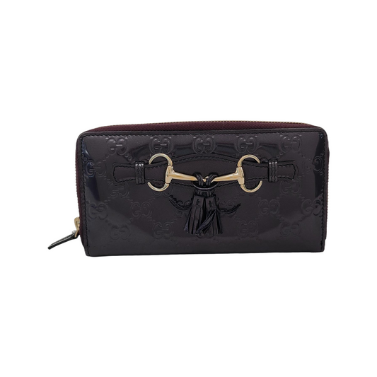 GUCCI Purple Cowhide Monogram Embossed Wallet Golden hardware-(SKU)-947213234