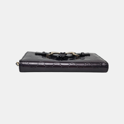 GUCCI Purple Cowhide Monogram Embossed Wallet Golden hardware-(SKU)-947213234