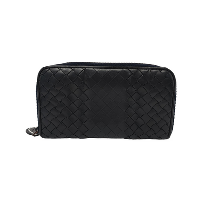 BOTTEGA VENETA Black Cowhide Woven Wallet Black hardware-(SKU)-947169349