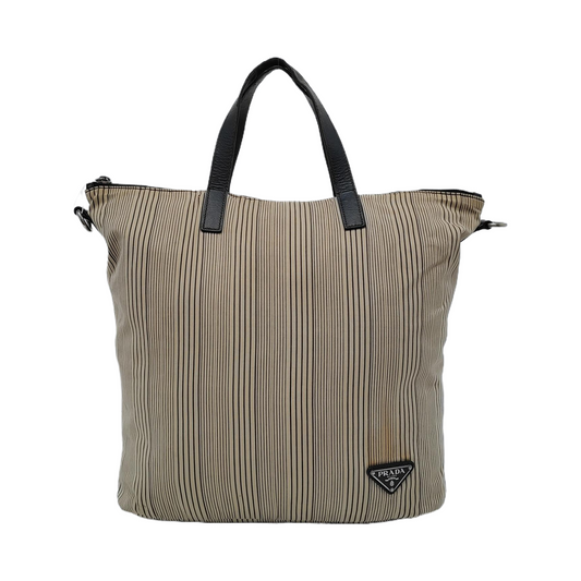 PRADA Tote bag Mixed Color Fabric Logo Print Handbag Silver Hardware-(SKU)-947157226