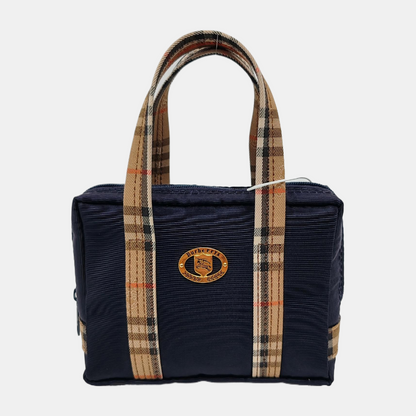 BURBERRY Dark Blue Fabric Tote Bag Golden hardware-(SKU)-947164907