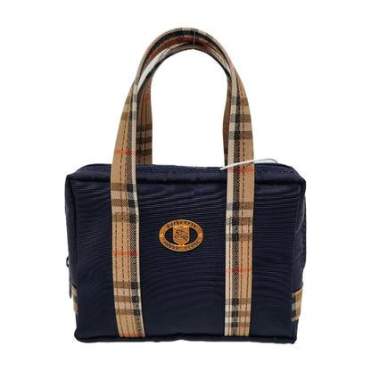 BURBERRY Dark Blue Fabric Tote Bag Golden hardware-(SKU)-947164907
