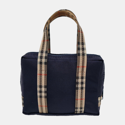 BURBERRY Dark Blue Fabric Tote Bag Golden hardware-(SKU)-947164907