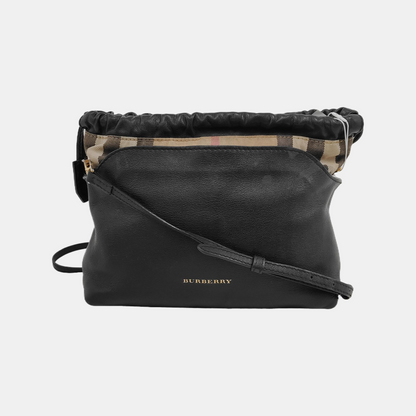 BURBERRY Black Leather Crossbody Bag Single Shoulder Bag Golden hardware Removable shoulder strap-(SKU)-947151988