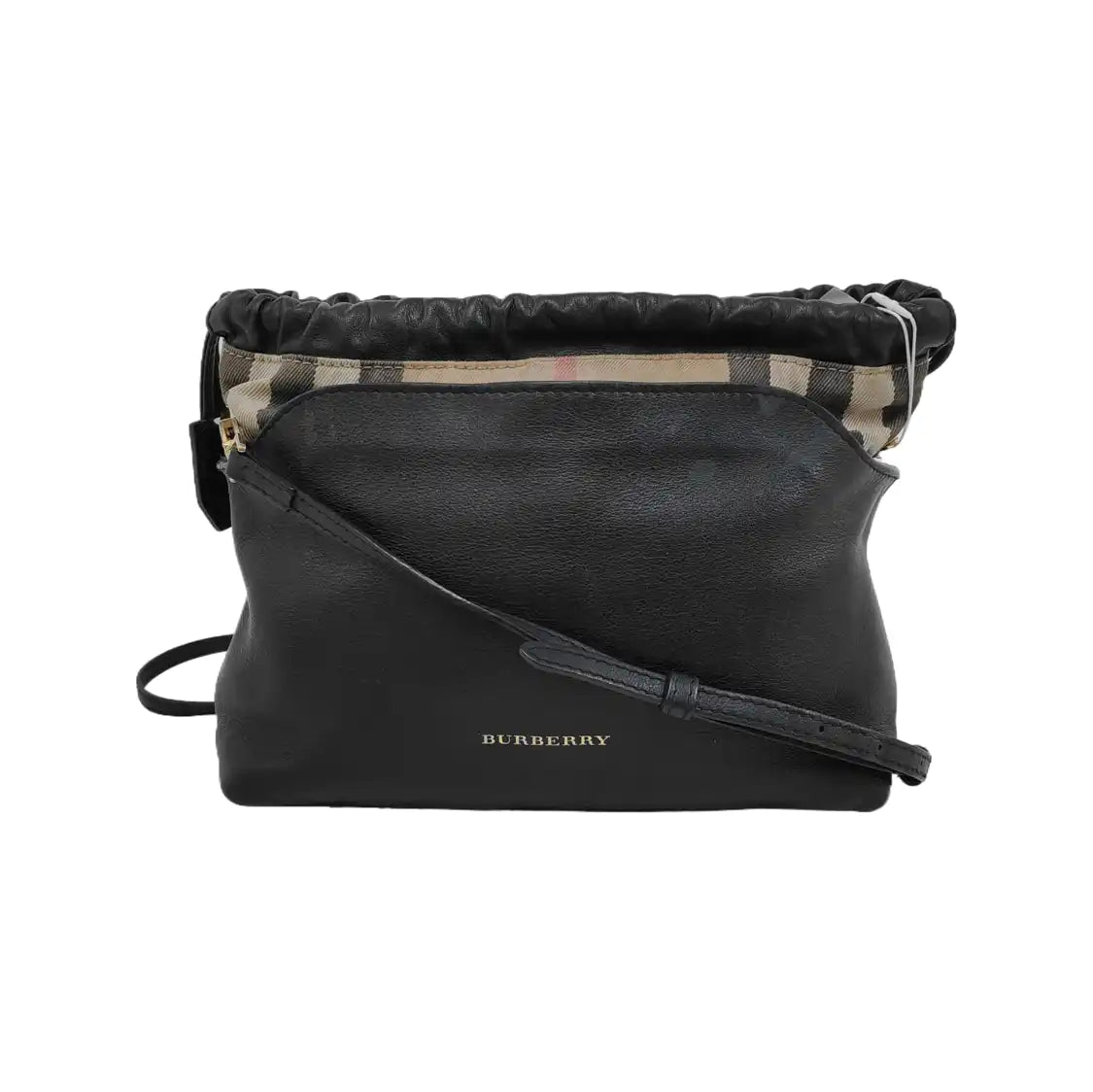 BURBERRY Black Leather Crossbody Bag Single Shoulder Bag Golden hardware Removable shoulder strap-(SKU)-947151988