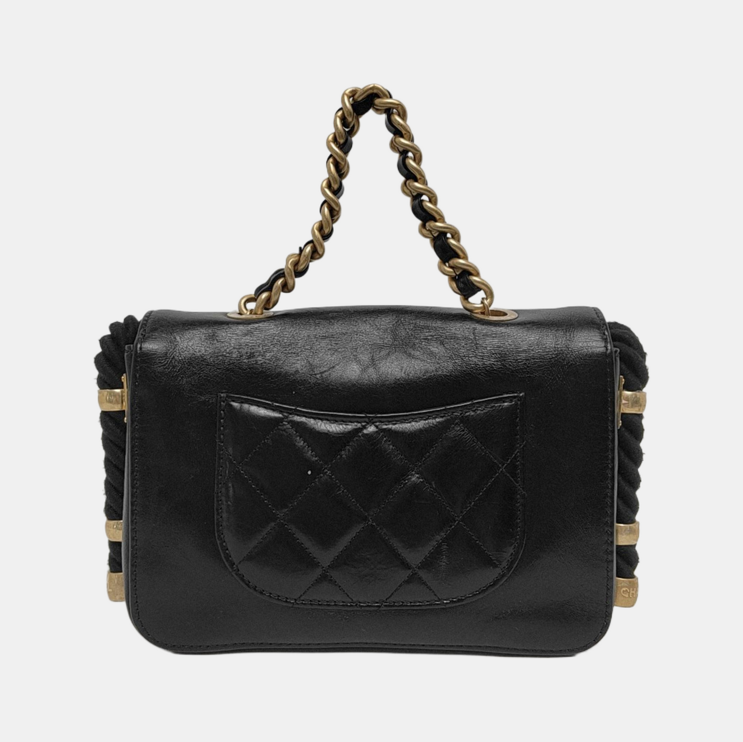 CHANEL EN VOGUE Black LambSkin Quilted Shoulder Bag Handbag with Gold Hardware, 27 Clasp-(SKU)-947279810