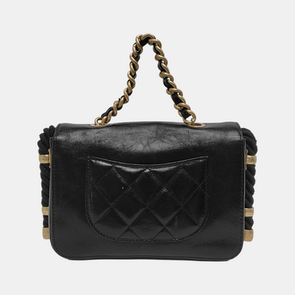 CHANEL EN VOGUE Black LambSkin Quilted Shoulder Bag Handbag with Gold Hardware, 27 Clasp-(SKU)-947279810