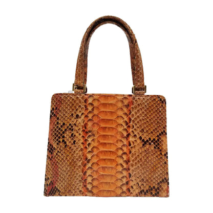 FENDI Tote bag Brown Snake Skin Handbag Golden hardware-(SKU)-947455367