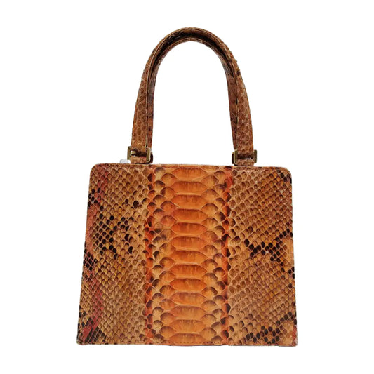 FENDI Tote bag Brown Snake Skin Handbag Golden hardware-(SKU)-947455367
