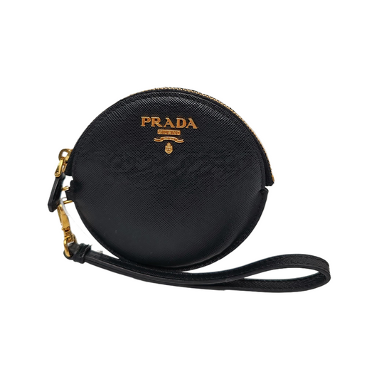 PRADA Round Bun Bag Black Leather Cross Grain Zipper Wallet Golden hardware-(SKU)-947037626