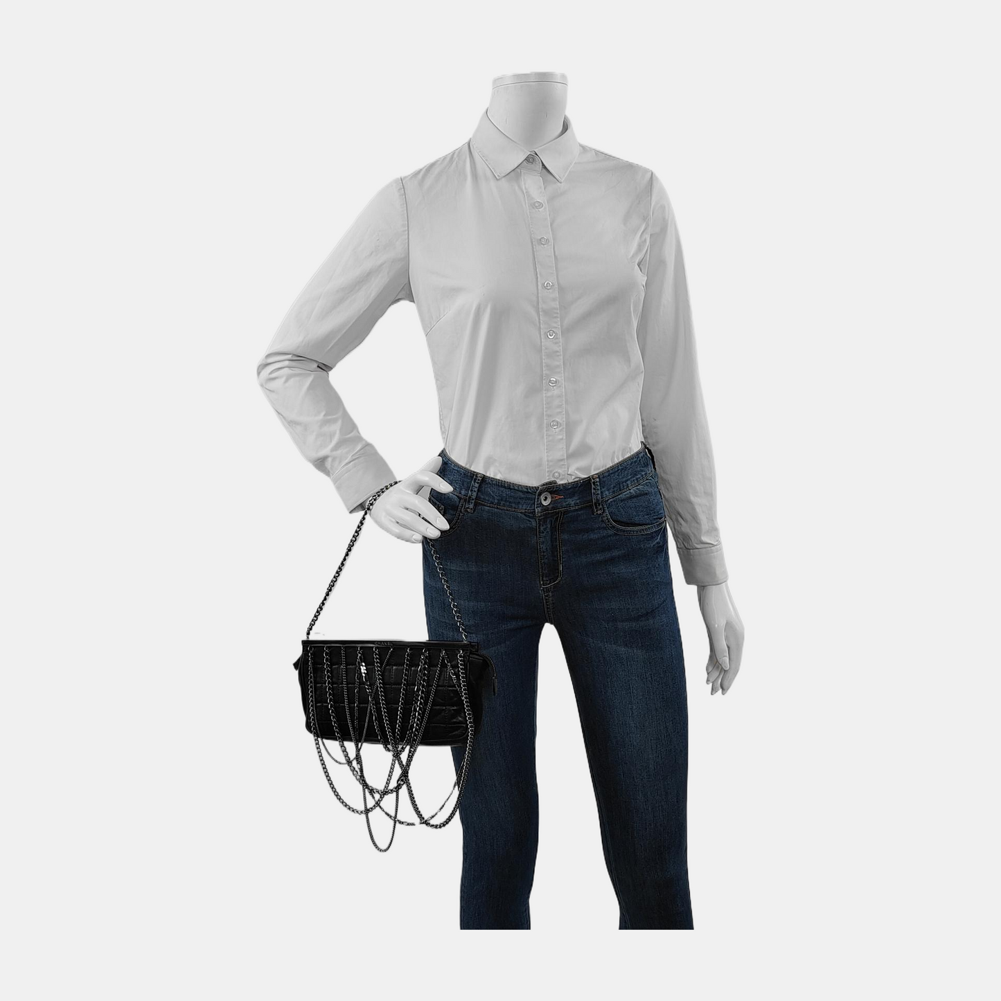 CHANEL CHOCOLATE BAR Black Lamb Skin Quilted Shoulder Bag, Handbag with Silver Hardware, 8 compartments-(SKU)-946413331