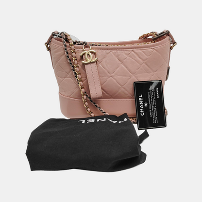 CHANEL GABRIELLE Small Pink Leather Quilted Crossbody Shoulder Bag Golden Silver Rhodium Hardware 27 Clasp Removable Strap-(SKU)-947434028