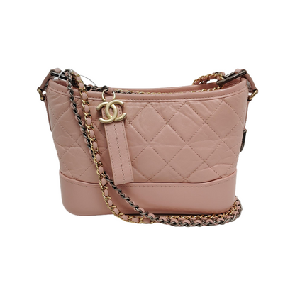 CHANEL GABRIELLE Small Pink Leather Quilted Crossbody Shoulder Bag Golden Silver Rhodium Hardware 27 Clasp Removable Strap-(SKU)-947434028