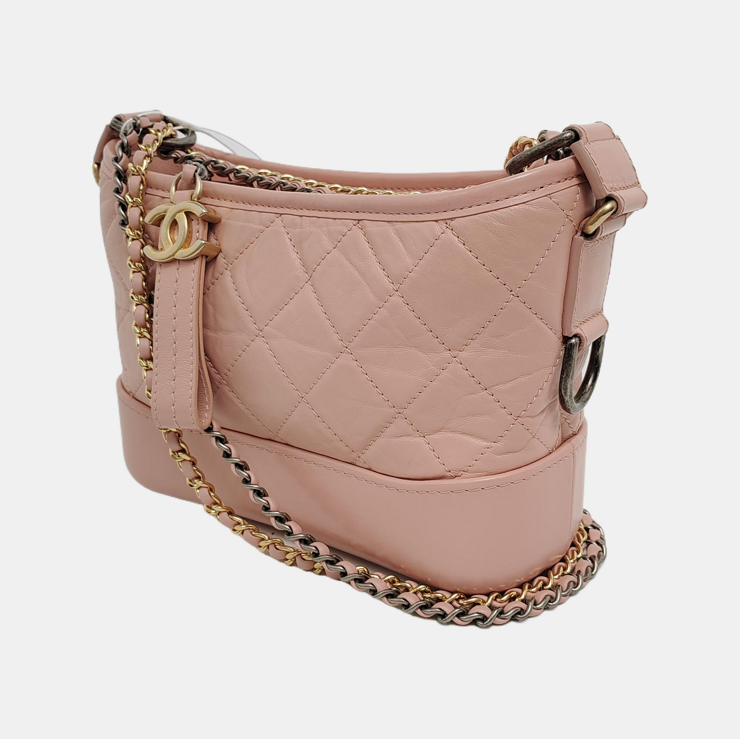 CHANEL GABRIELLE Small Pink Leather Quilted Crossbody Shoulder Bag Golden Silver Rhodium Hardware 27 Clasp Removable Strap-(SKU)-947434028