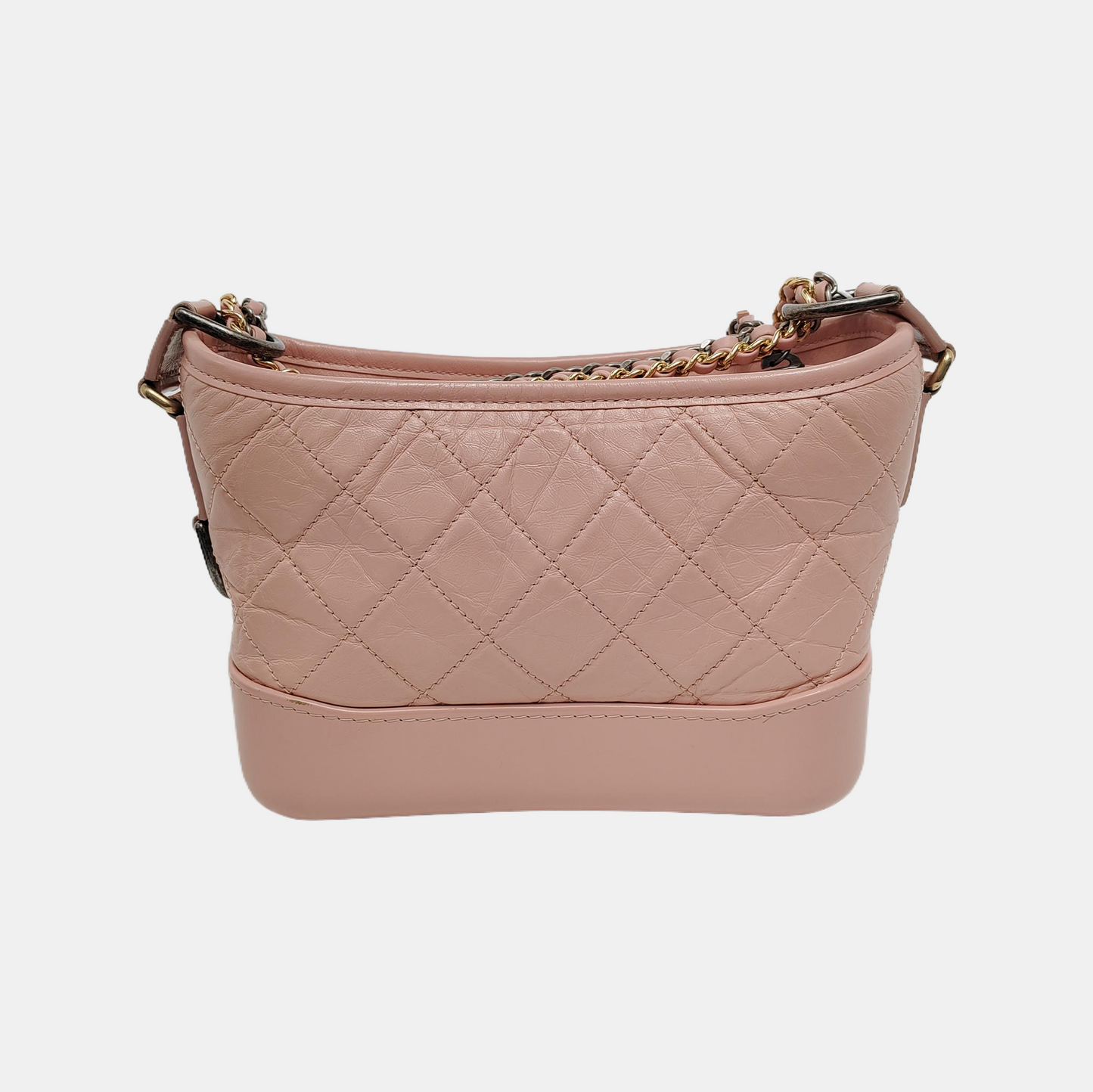 CHANEL GABRIELLE Small Pink Leather Quilted Crossbody Shoulder Bag Golden Silver Rhodium Hardware 27 Clasp Removable Strap-(SKU)-947434028