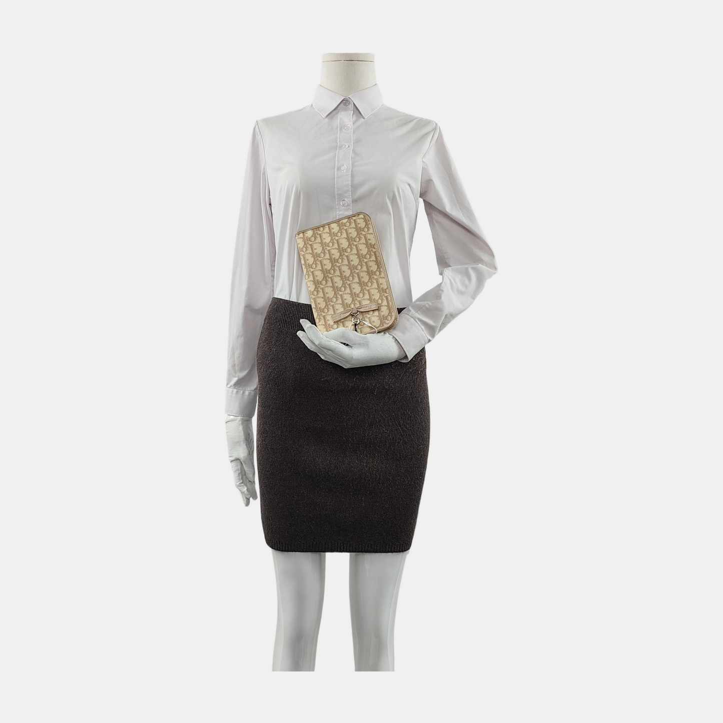DIOR Khaki coated canvas monogram clutch-(SKU)-943562278