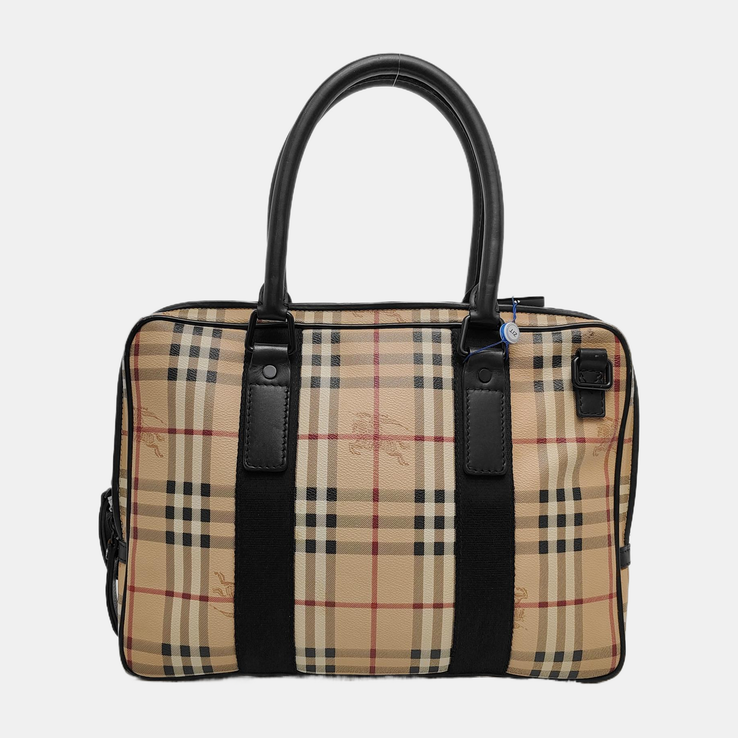 BURBERRY Multicolor Coated Canvas Battle Horse Plaid Handbag Black hardware-(SKU)-947581413