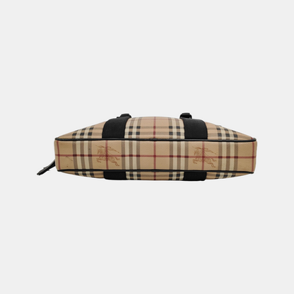 BURBERRY Multicolor Coated Canvas Battle Horse Plaid Handbag Black hardware-(SKU)-947581413