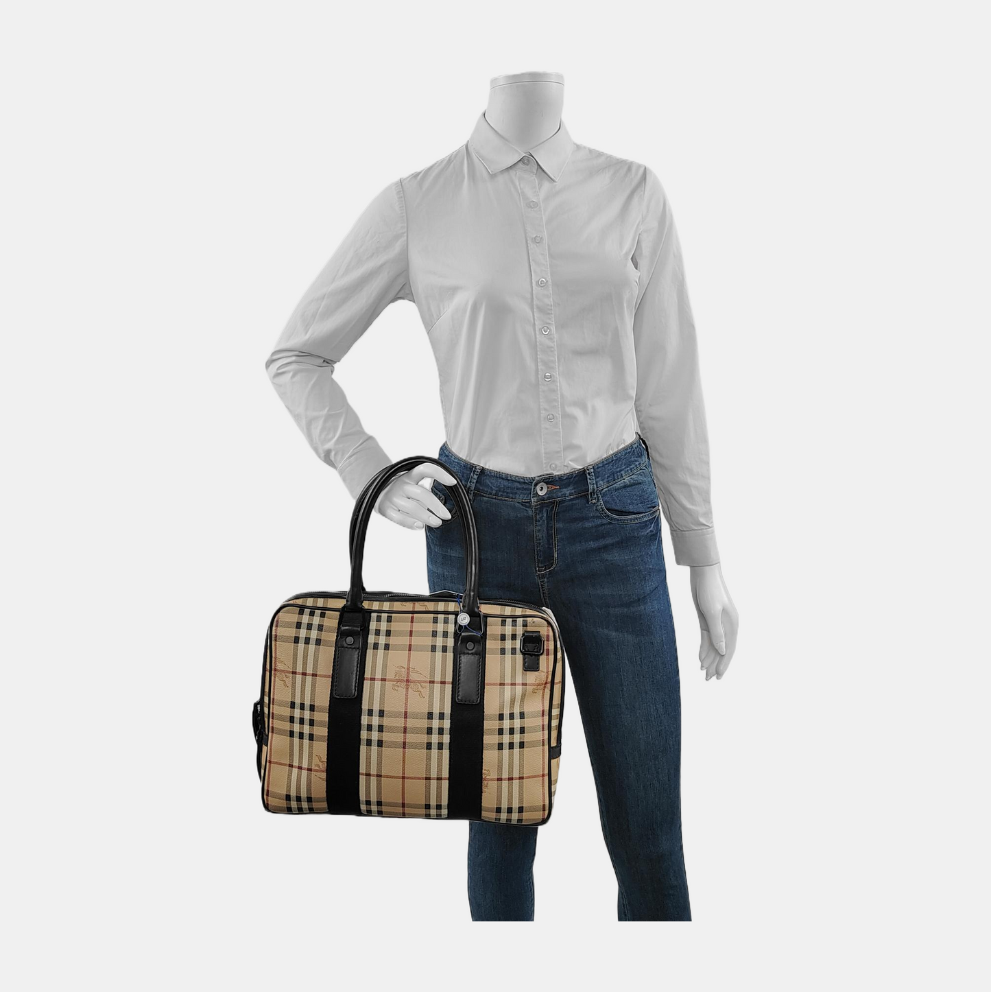 BURBERRY Multicolor Coated Canvas Battle Horse Plaid Handbag Black hardware-(SKU)-947581413