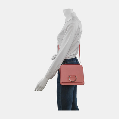 BURBERRY D-Ring Pink Cowhide Sling Bag Single Shoulder Bag Silver Hardware Removable shoulder strap-(SKU)-946532657