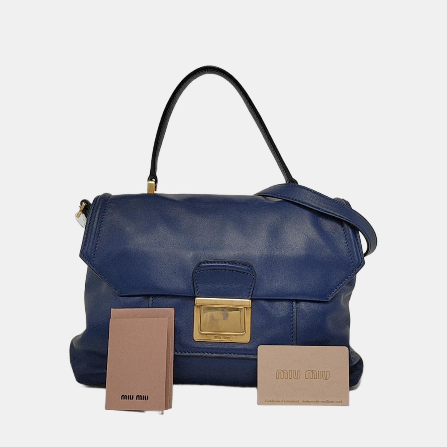 Miu Miu Blue cowhide crossbody, handbag, shoulder bag Golden hardware Removable shoulder strap-(SKU)-947569134