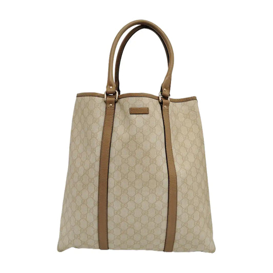 GUCCI Shima Tote Beige Coated Canvas Monogrammed Printed Single Shoulder Bag Handbag Golden hardware-(SKU)-947608449