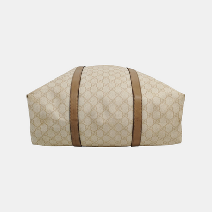 GUCCI Shima Tote Beige Coated Canvas Monogrammed Printed Single Shoulder Bag Handbag Golden hardware-(SKU)-947608449