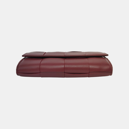 BOTTEGA VENETA IntrecciatoBurgundy Calfskin Leather Wallet-(SKU)-947453286