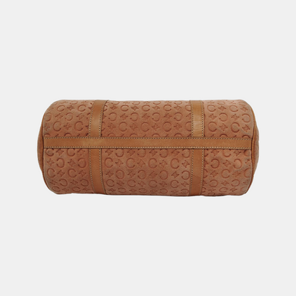 CELINE Orange Suede Triumph Embossed Tote Bag Golden hardware-(SKU)-947734984