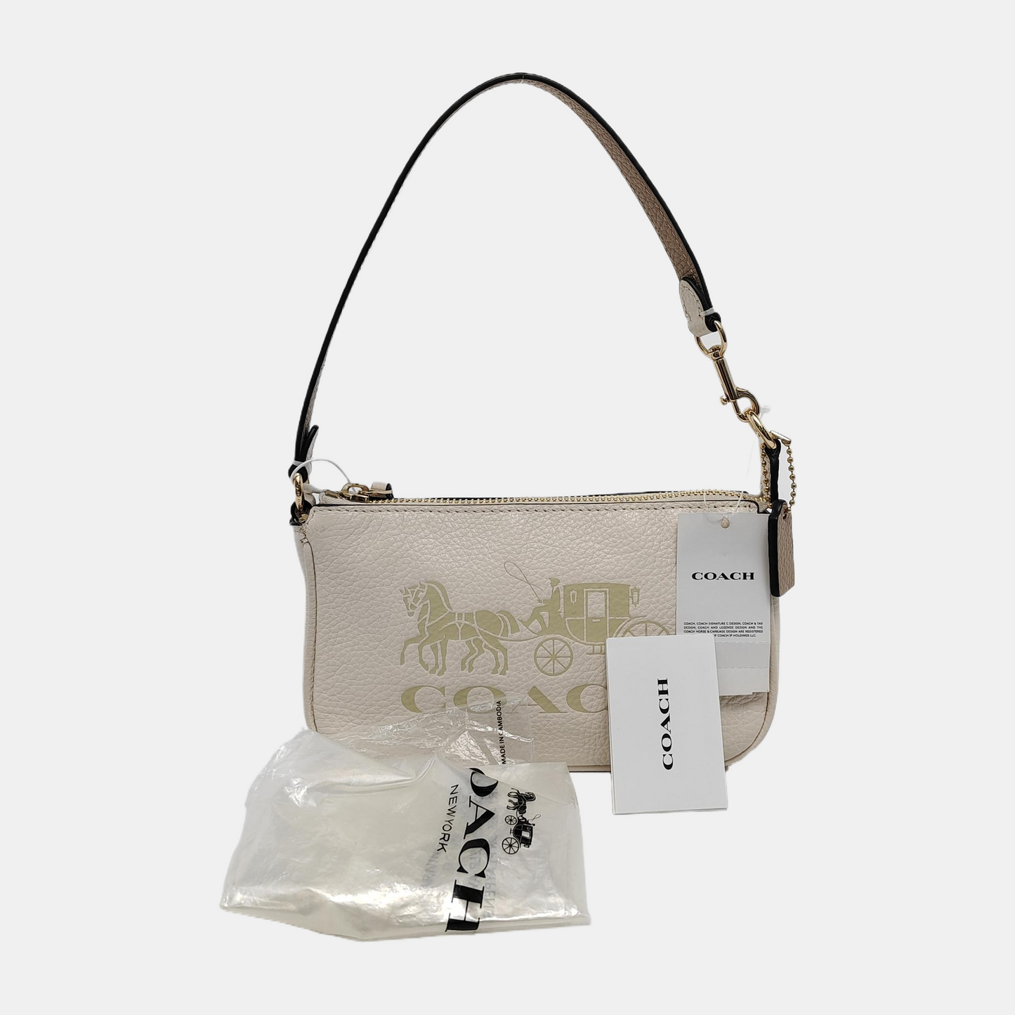 COACH NOLITA White Leather Carriage Single Shoulder Handbag Tote Bag Golden hardware-(SKU)-935756200