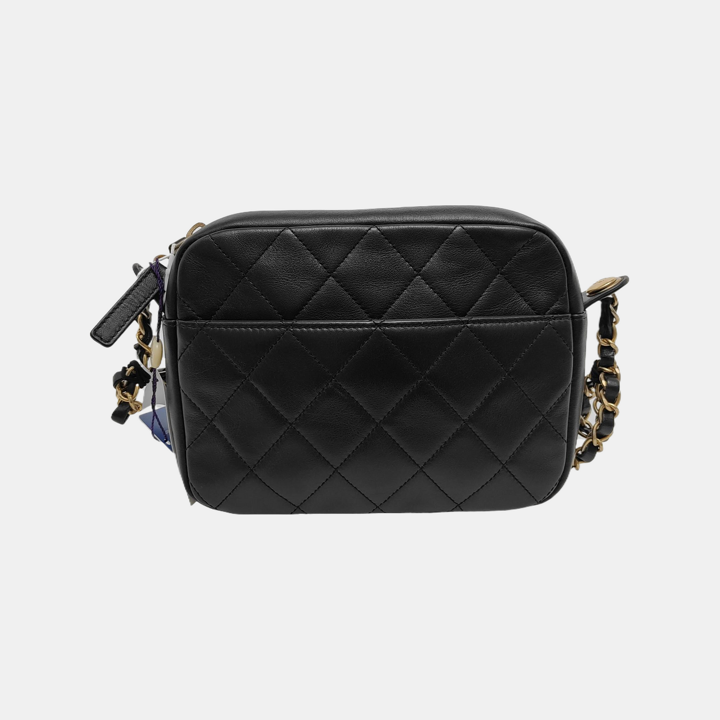 CHANEL LOGO ENCHAINED FLAP Black Leather Quilted Shoulder Bag Tote Bag Crossbody Golden Hardware 29cm Complete Accessories-(SKU)-947761460