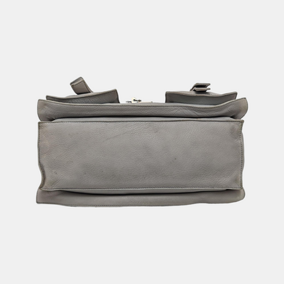 CELINE White Leather Tote Bag Single Shoulder Bag Silver Hardware-(SKU)-947607989
