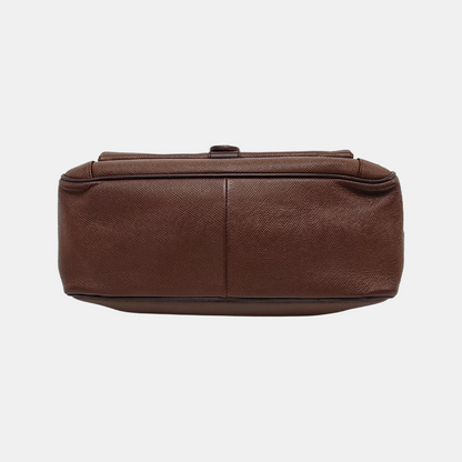 BVLGARI LOGO MANIA Brown Leather Circle Single Shoulder Bag Silver Hardware-(SKU)-947607333