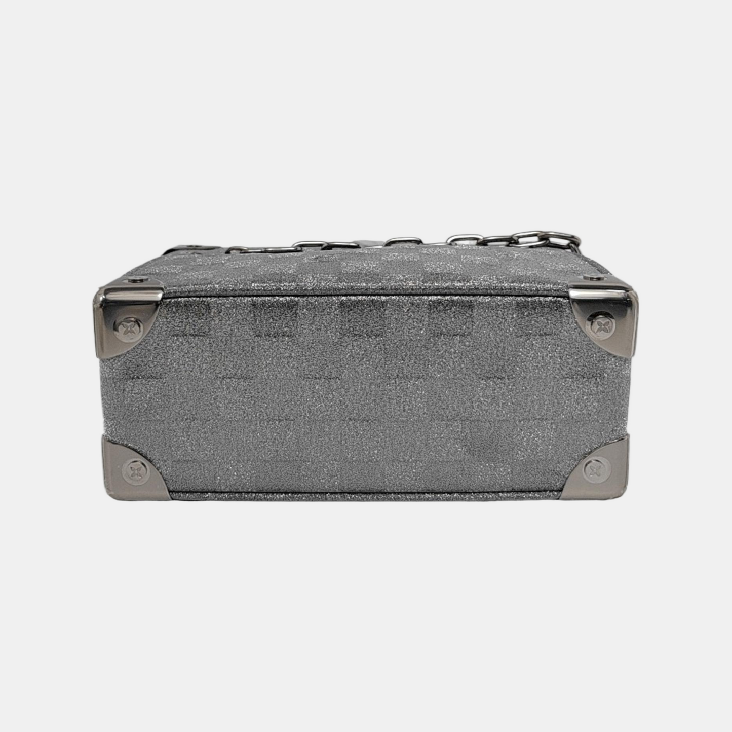 LOUIS VUITTON SOFT TRUNK Mini Silver Coated Canvas Chessboard Shoulder Bag, Handle Bag, Crossbody with Silver Hardware-(SKU)-947830801