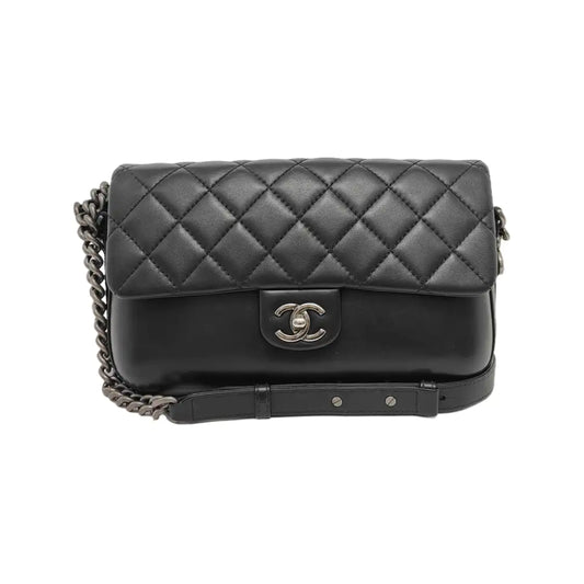 CHANEL CLASSIC FLAP Black Calfskin Quilted Shoulder Bag Tote Bag Crossbody Bag Palladium Hardware 23 Clasp-(SKU)-947760790