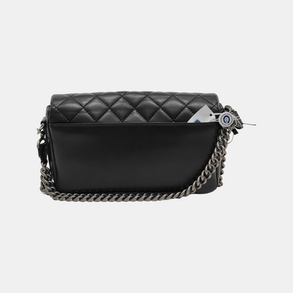 CHANEL CLASSIC FLAP Black Calfskin Quilted Shoulder Bag Tote Bag Crossbody Bag Palladium Hardware 23 Clasp-(SKU)-947760790