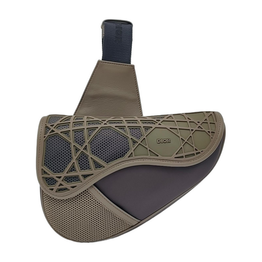 DIOR Saddle gray calfskin embossed saddle bag crossbody bag with gold and silver-colored hardware-(SKU)-947990622
