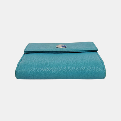 CHANEL Blue pebbled leather wallet Silver Hardware 17nan-(SKU)-947387865
