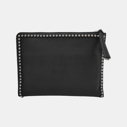 FENDI Karlito Black Leather Studs Handbag Silver Hardware-(SKU)-947968745