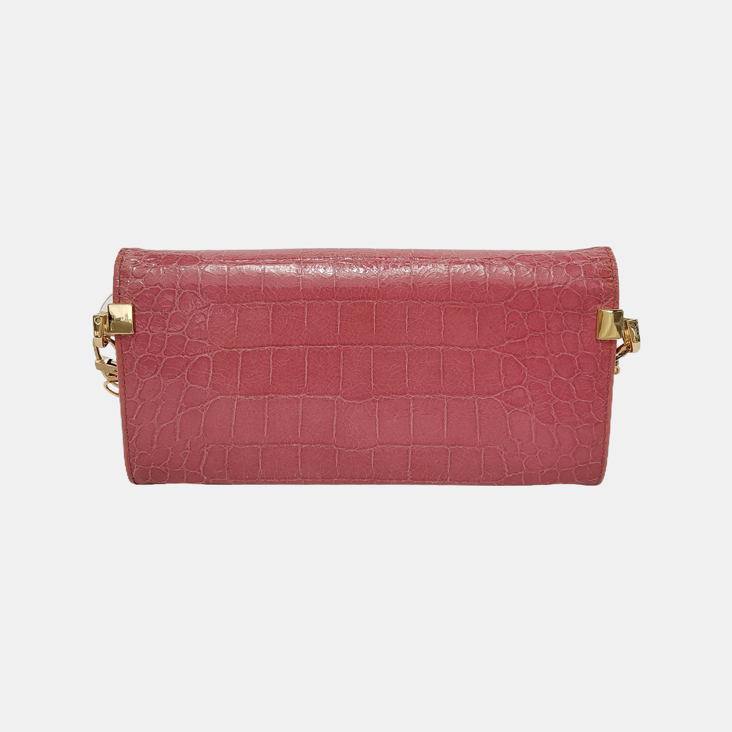 Miu Miu Pink cowhide crocodile-pattern wallet Golden hardware-(SKU)-947973740