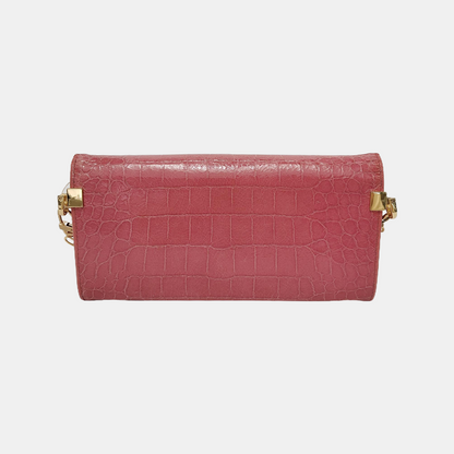 Miu Miu Pink cowhide crocodile-pattern wallet Golden hardware-(SKU)-947973740