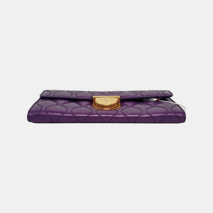 Miu Miu Purple Lamb Leather Quilted Wallet Golden hardware-(SKU)-947973528