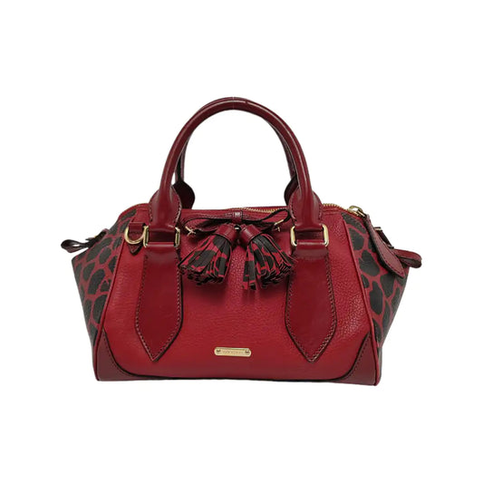 BURBERRY Red Leather Fringe Shoulder Bag Golden hardware-(SKU)-947960659