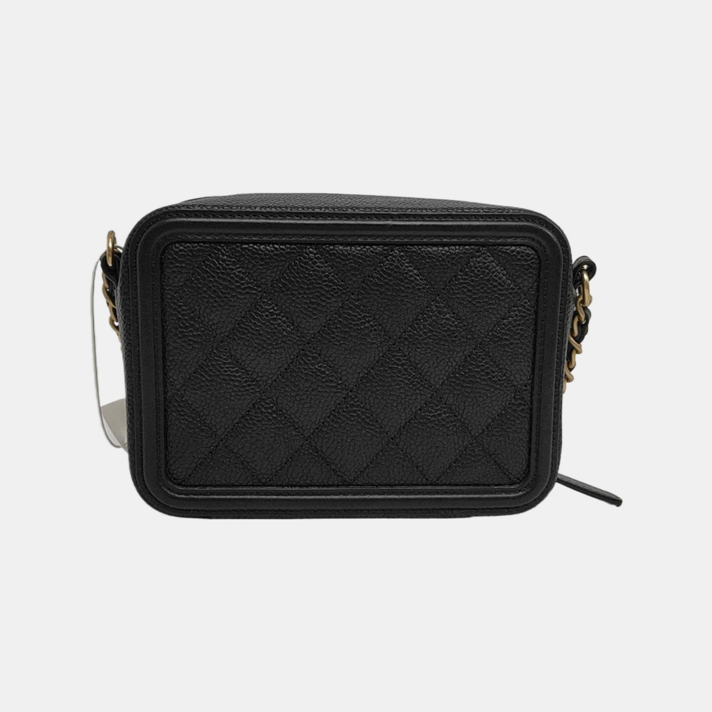 CHANEL FILIGREE black leather quilted diamond pattern crossbody bag shoulder bag gold hardware 27 opening-(SKU)-947863441